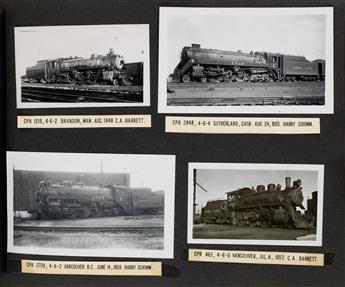 (TRAINSPOTTING) Album contianing more than 270 captioned photographs of locomotives throughout the Canadian